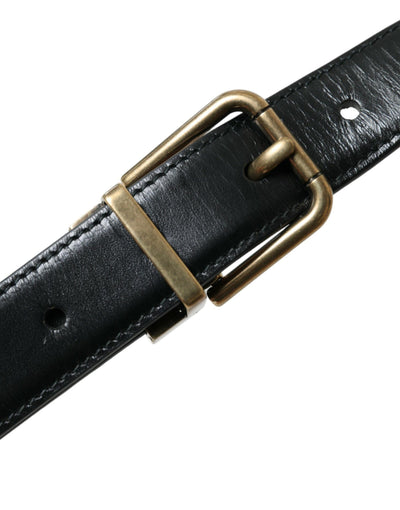 Dolce & Gabbana Elegant Black Calf Leather Belt - Al Jamil 