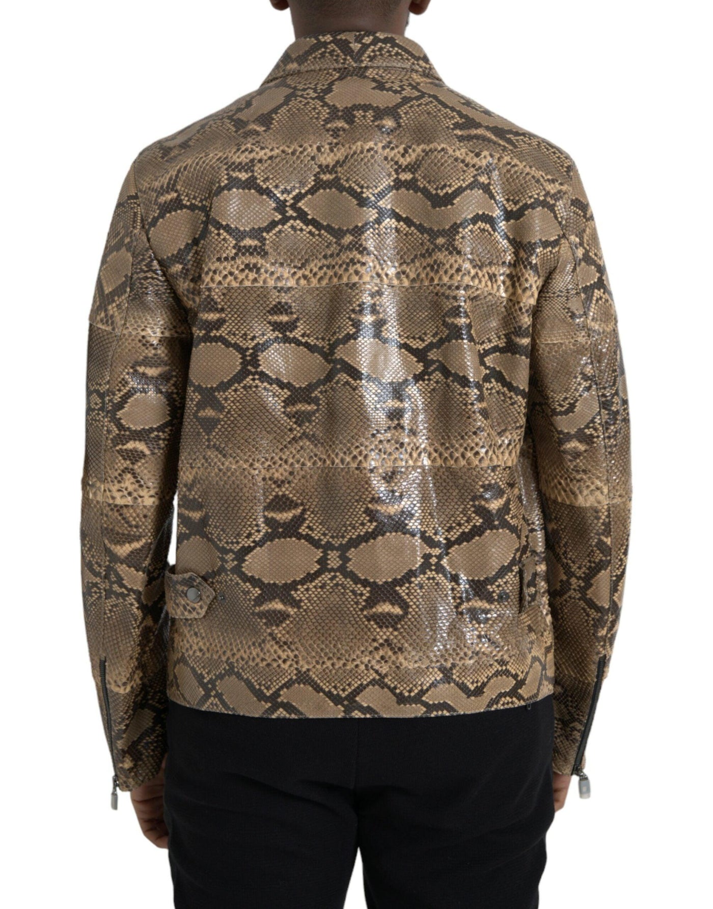 Dolce & Gabbana Beige Exotic Leather Biker Blouson Jacket - Al Jamil 