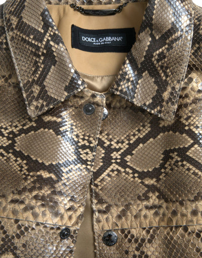 Dolce & Gabbana Beige Exotic Leather Biker Blouson Jacket - Al Jamil 