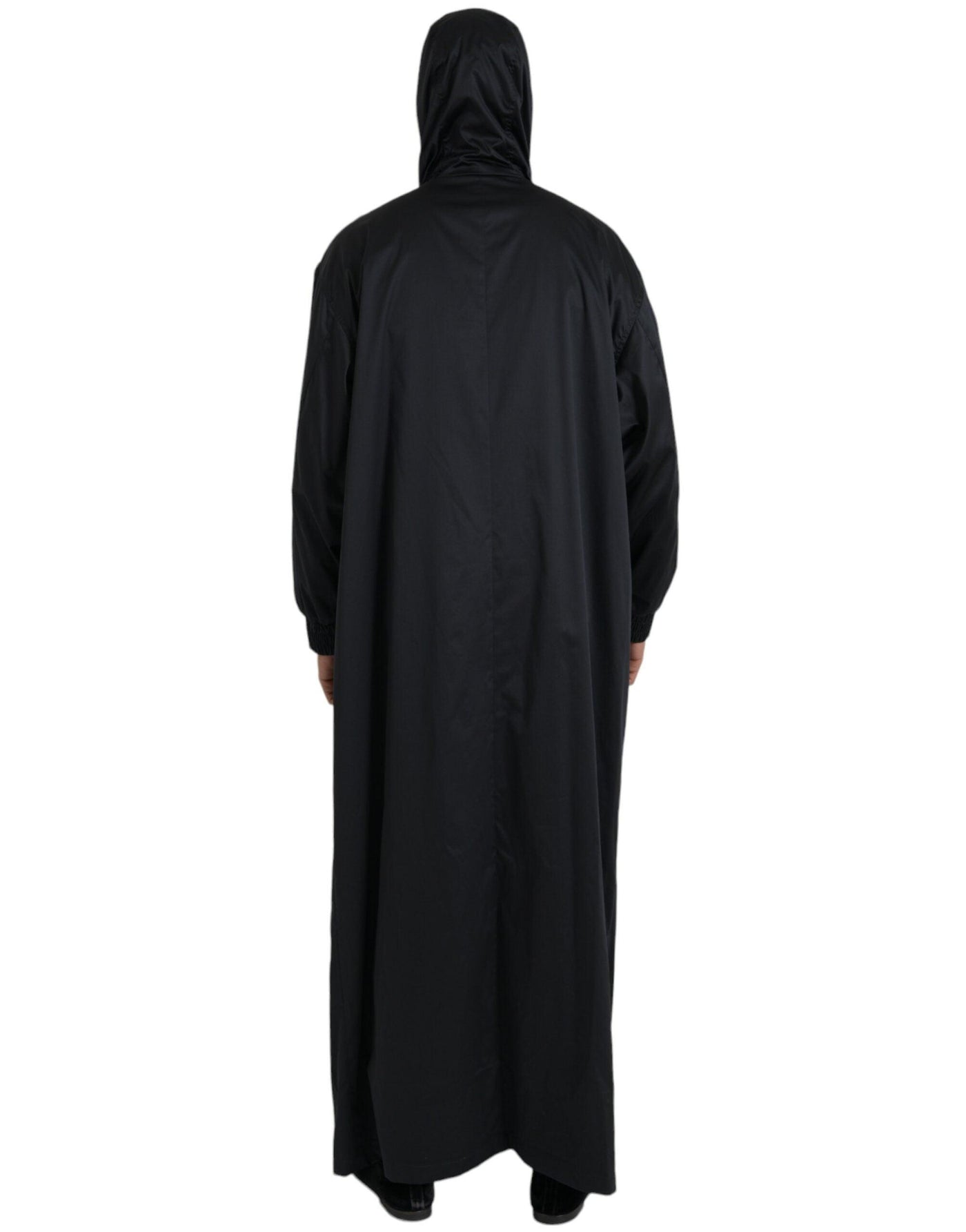 Dolce & Gabbana Black Polyester Hooded Long Windbreaker Jacket - Al Jamil 