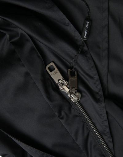 Dolce & Gabbana Black Polyester Hooded Long Windbreaker Jacket - Al Jamil 