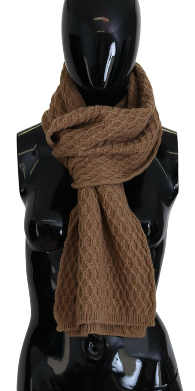 Dolce & Gabbana Dark Brown Wrap Shawl Knitted Camel Scarf - Al Jamil 